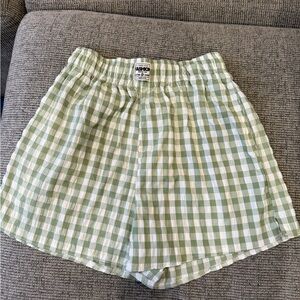 Green Gingham Women's Shorts